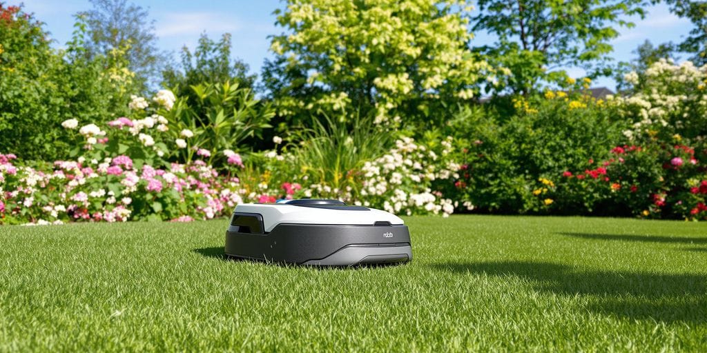 Robotgräsklippare klipper gräsmattan i Uppsala.